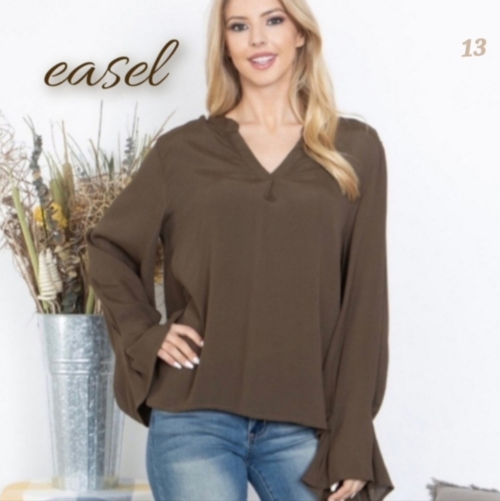 NWT Ruffled Blouse with bell sleeve